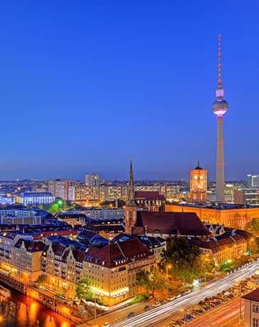 Seehotel Grunewald Berlin Stadt-Lichter-Panorama bei Nacht